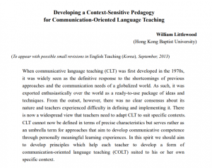 Context-Sensitive Pedagogy