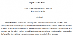 Goldberg Casenhiser English Constructions