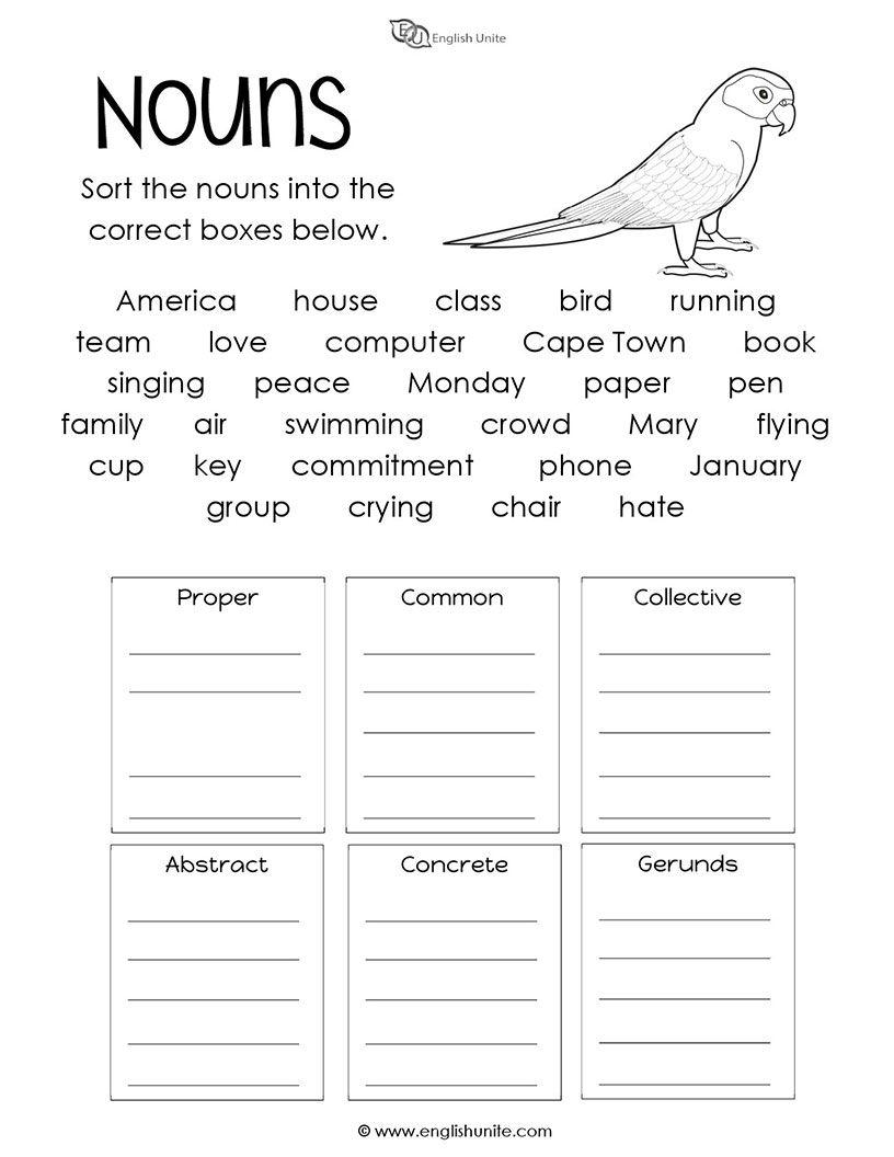 Free Printable Noun Worksheets Informational Commercial