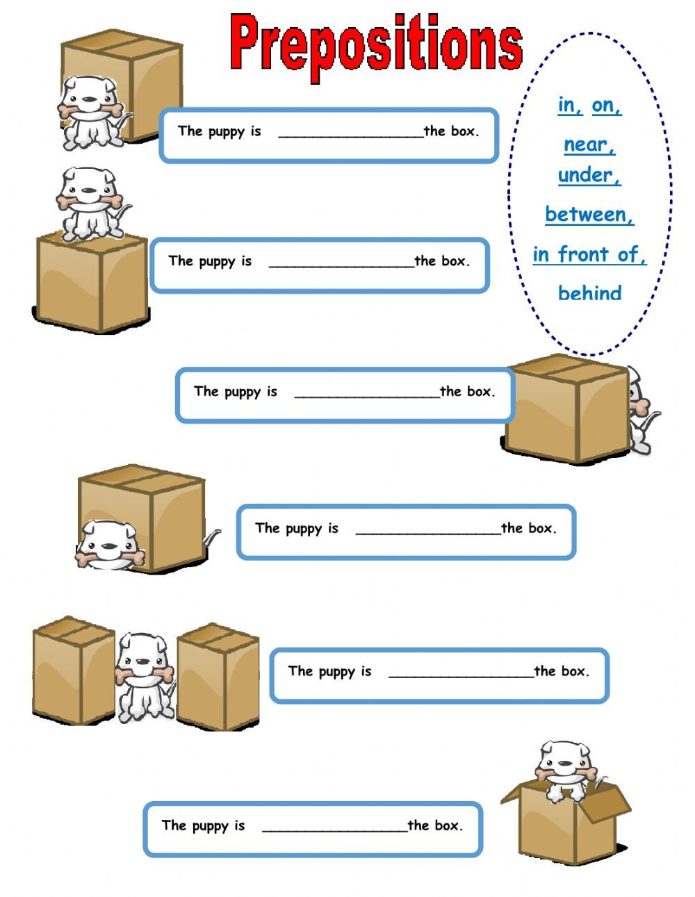 Preposition Worksheet 2nd Grade