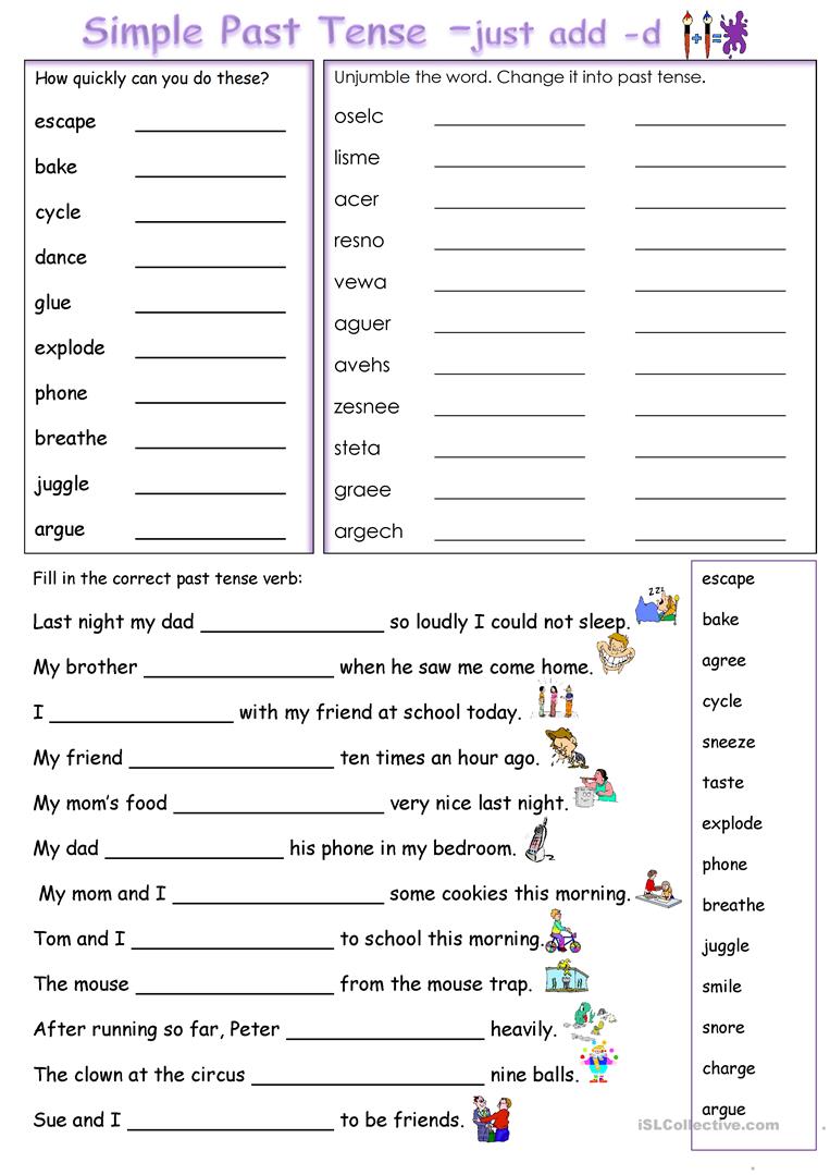 Simple Past Tense Worksheet For Grade 4