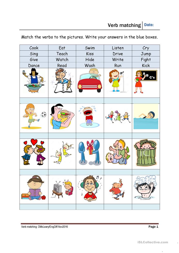 Verb Worksheets For Kindergarten Digital Works E72